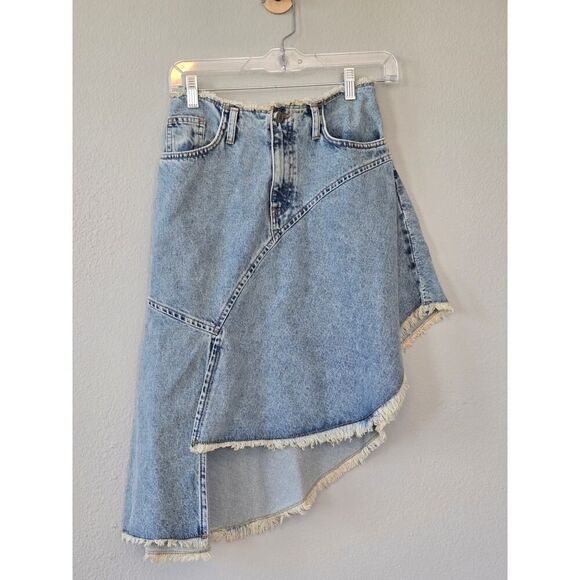 Francesca’s Marianne Asymmetrical Denim Midi Skirt Size S NWT Y2K Cowgirl Grunge - Picture 4 of 11